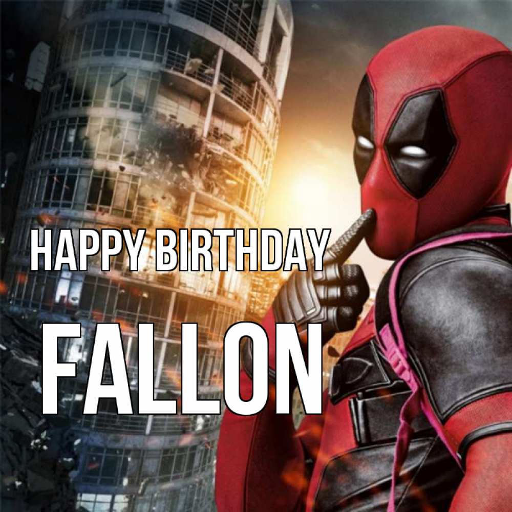 Greetings card с именем, Fallon Happy Birthday с супергероями Greetings with text for free download 