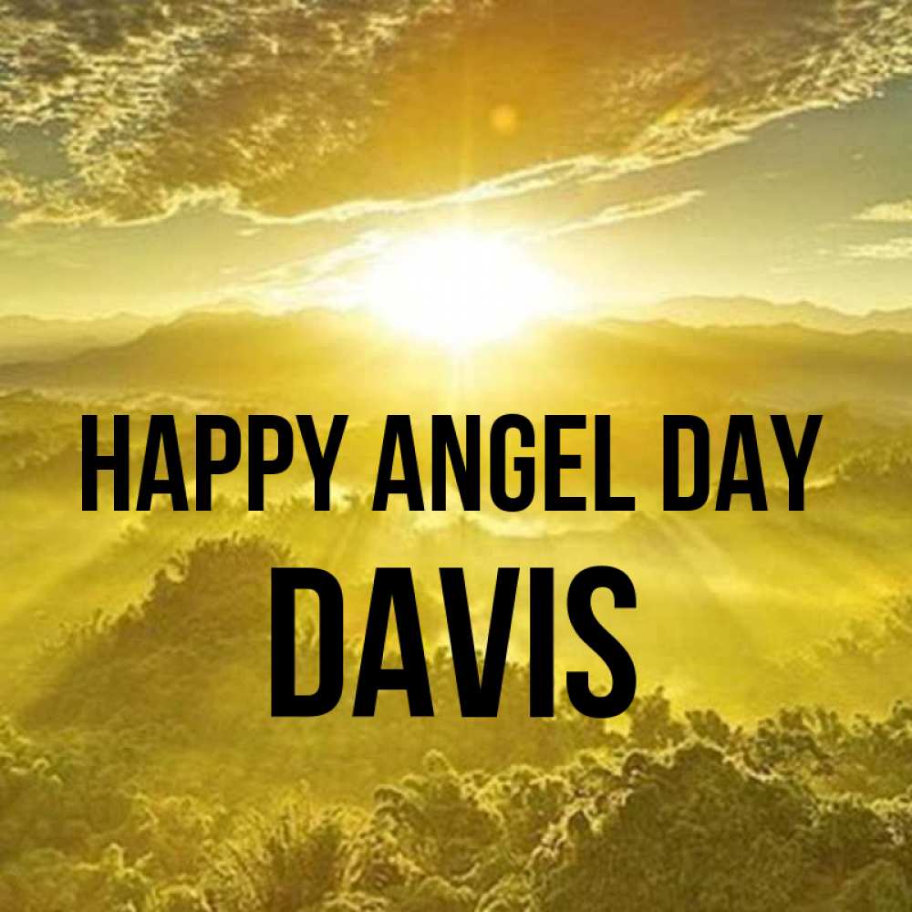 Greetings card с именем, Davis happy angel day леса и небо в желтом Greetings with text for free download 