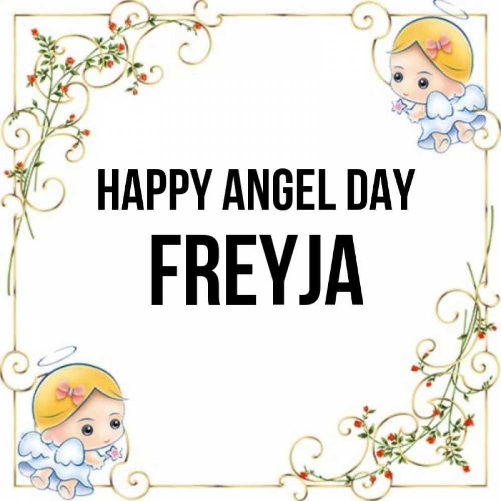 Greetings card с именем, Freyja happy angel day девочки ангелы Greetings with text for free download 