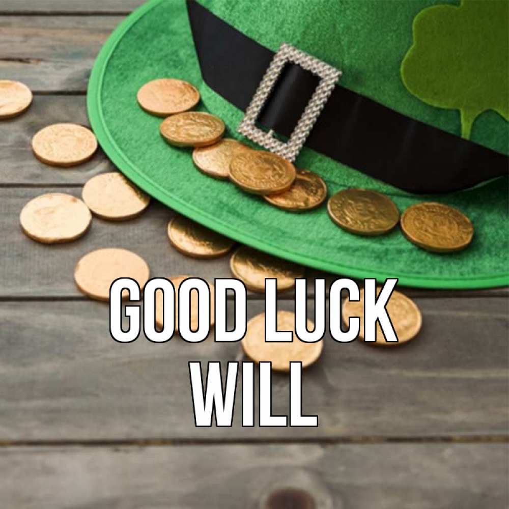 Greetings card с именем, Will Good luck монеты Greetings with text for free download 