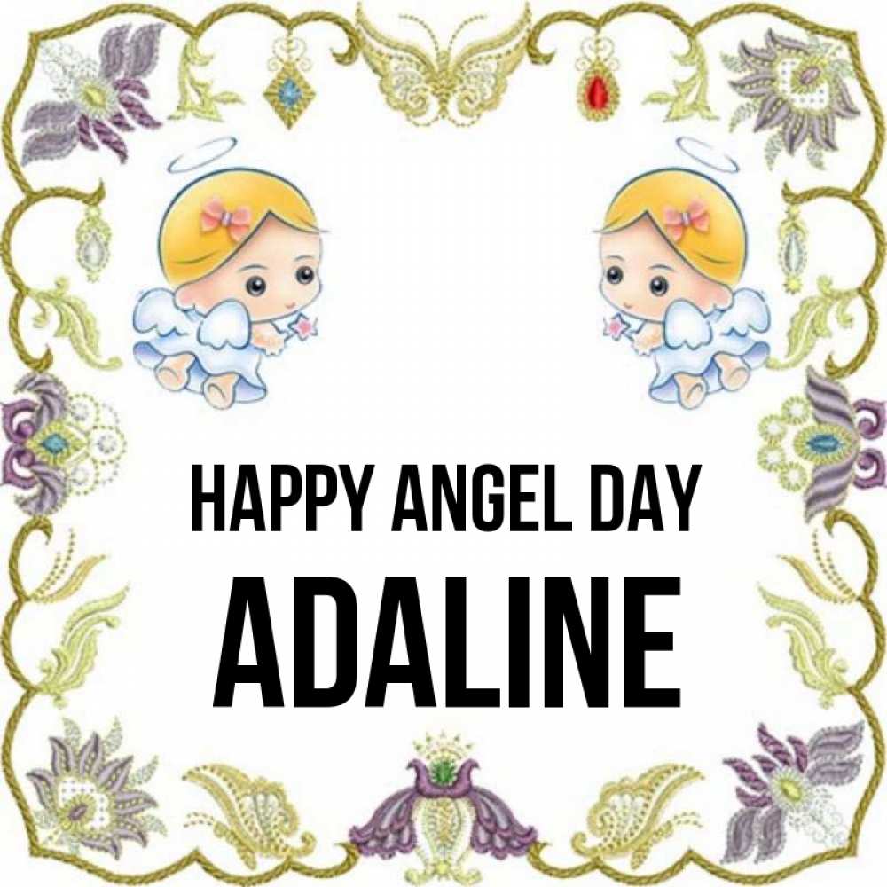 Greetings card с именем, Adaline happy angel day маленькие ангелы с крылышками Greetings with text for free download 