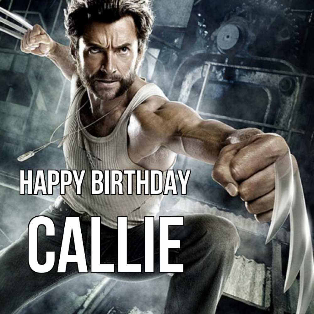 Greetings card с именем, Callie Happy Birthday супергерой в ярости Greetings with text for free download 
