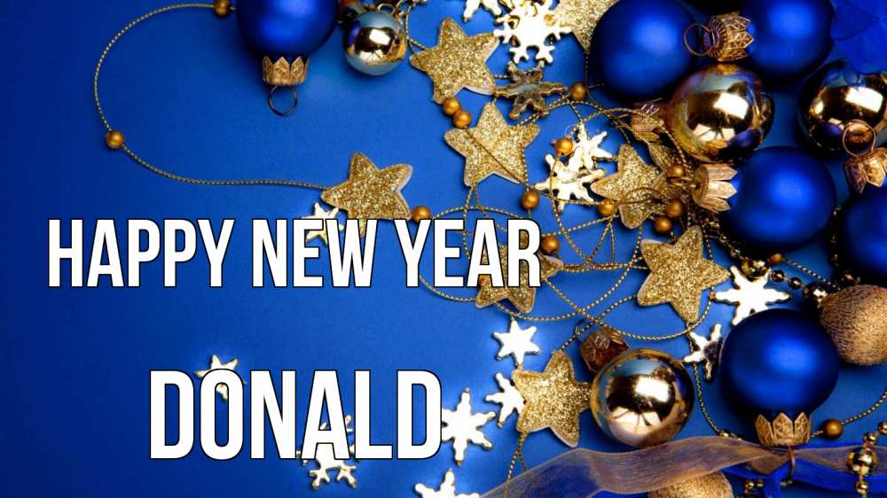 Greetings card с именем, Donald Happy New Year ёлочные украшения Greetings with text for free download 