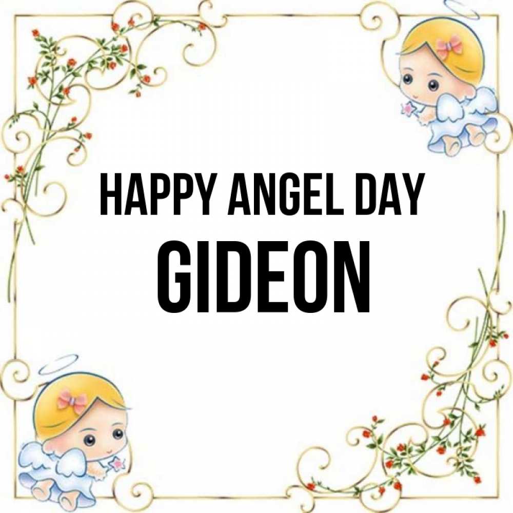 Greetings card с именем, Gideon happy angel day девочки ангелы Greetings with text for free download 