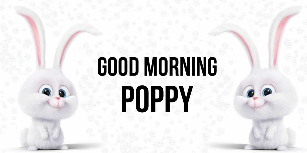 Greetings card с именем, Poppy Good morning кролики с длинными ушками Greetings with text for free download 