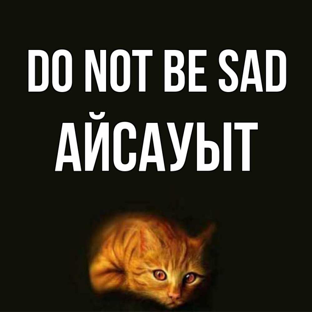 Greetings card с именем, Айсауыт Do not be sad лежащий кот в темноте Greetings with text for free download 