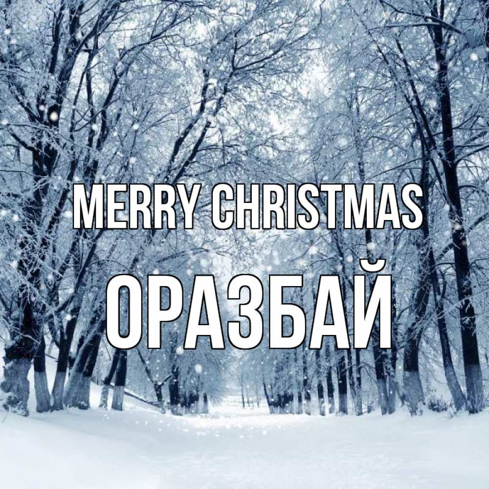 Greetings card с именем, ОРАЗБАЙ Merry Christmas снег, лес, парк Greetings with text for free download 