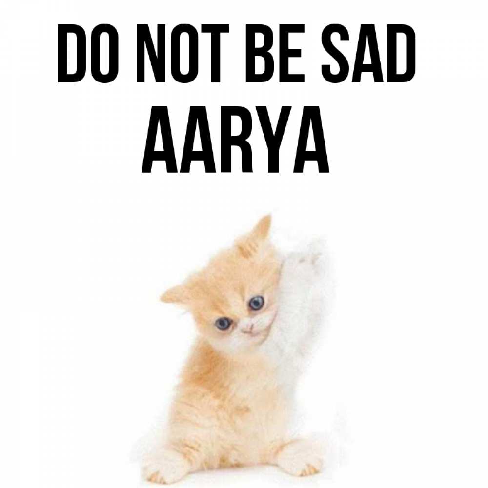 Greetings card с именем, Aarya Do not be sad просящий кот Greetings with text for free download 