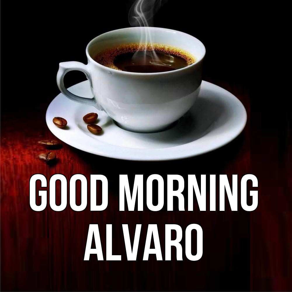 Greetings card с именем, Alvaro Good morning белая посуда Greetings with text for free download 