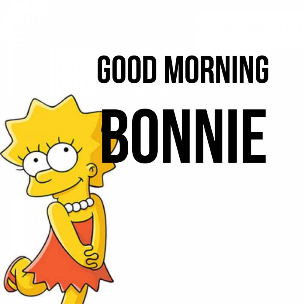 Greetings card с именем, Bonnie Good morning в платье и ожерелье Greetings with text for free download 
