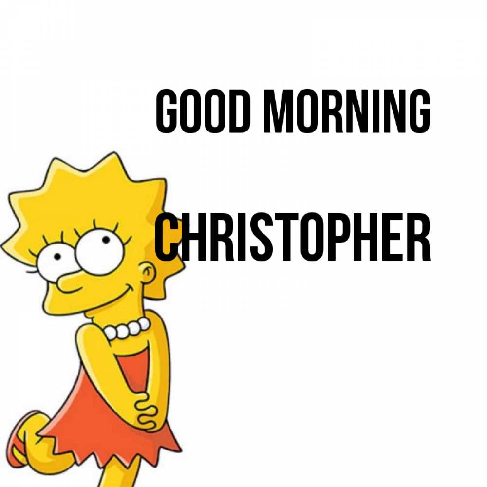 Greetings card с именем, Christopher Good morning в платье и ожерелье Greetings with text for free download 
