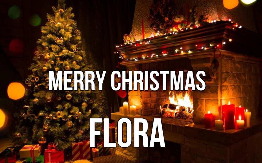 Greetings card с именем, Flora Merry Christmas новый год Greetings with text for free download 