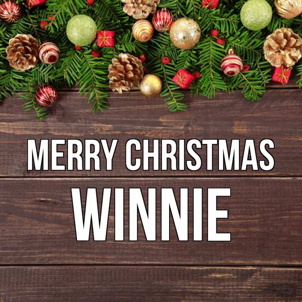 Greetings card с именем, Winnie Merry Christmas с рождеством Greetings with text for free download 