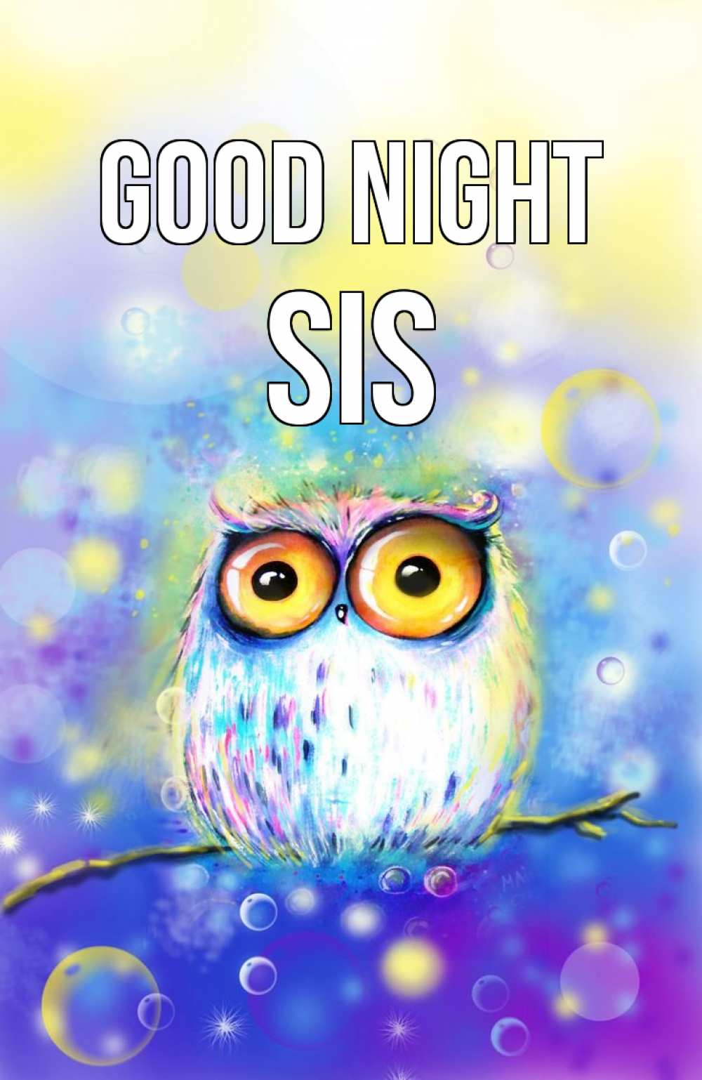 Greetings card с именем, sis Good night большие глаза Greetings with text for free download 