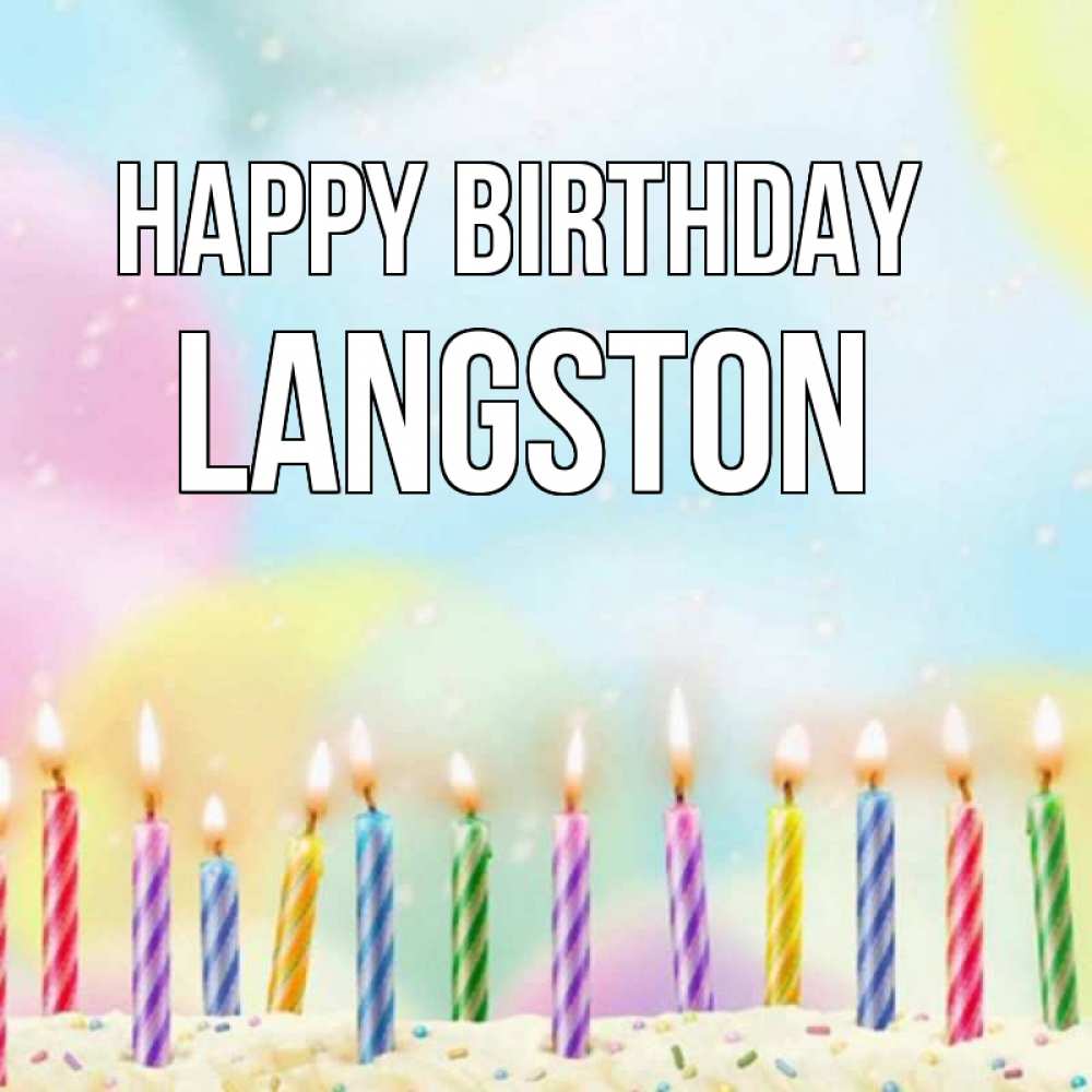 Greetings card с именем, Langston Happy Birthday разноцветное Greetings with text for free download 