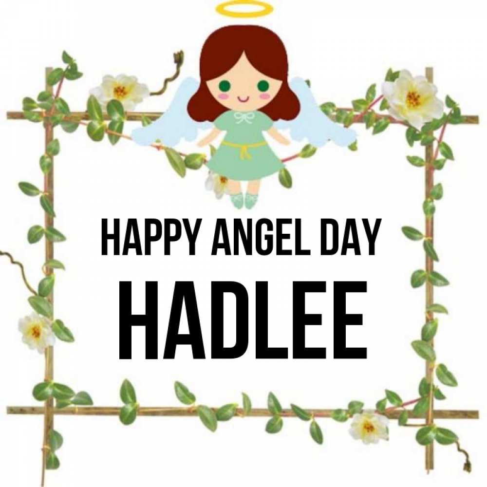Greetings card с именем, Hadlee happy angel day Ангел с нимбом Greetings with text for free download 