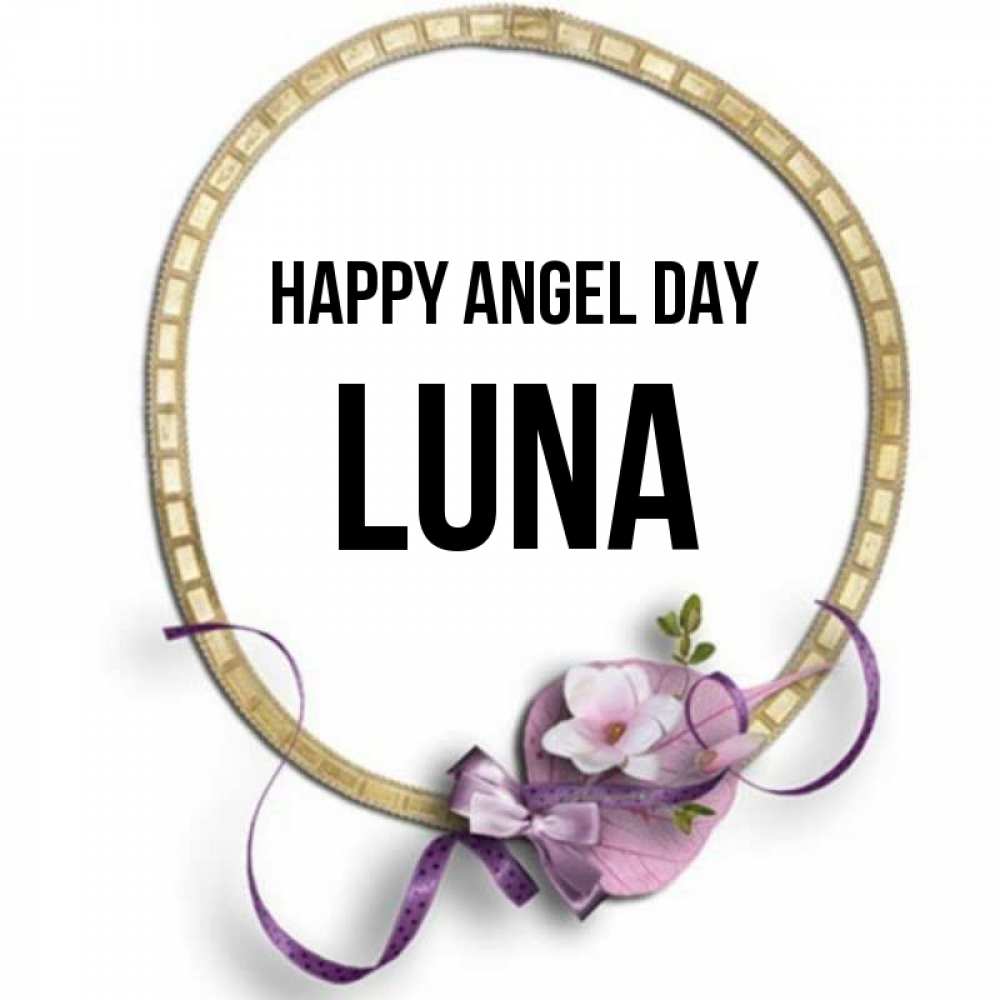 Greetings card с именем, Luna happy angel day золотая рамочка Greetings with text for free download 