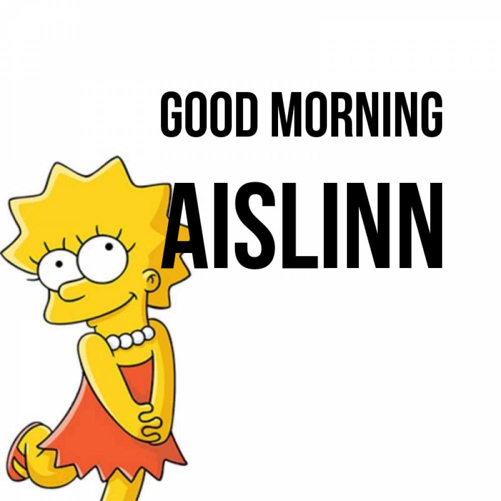 Greetings card с именем, Aislinn Good morning в платье и ожерелье Greetings with text for free download 