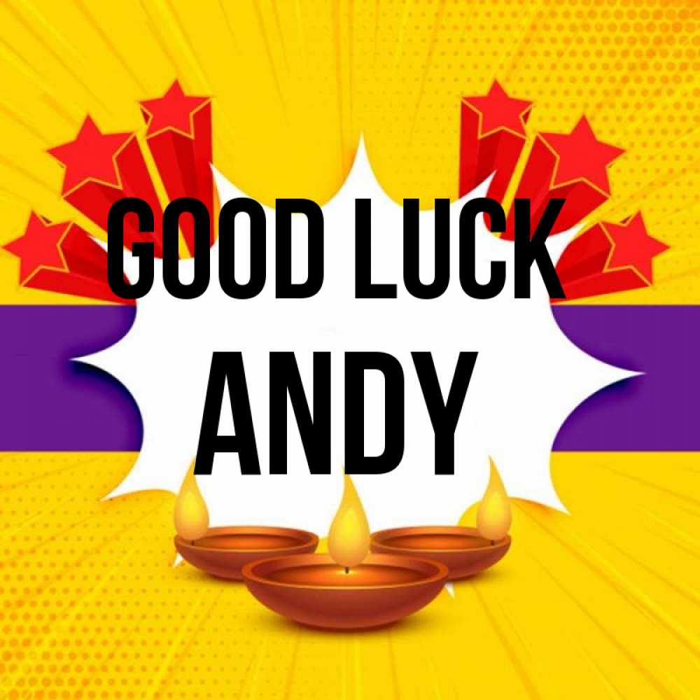 Greetings card с именем, Andy Good luck векторное изображение Greetings with text for free download 