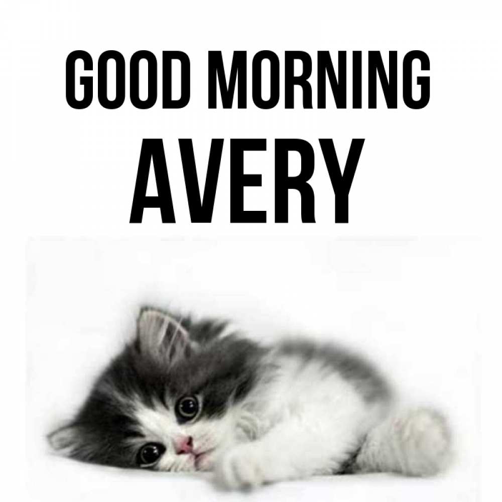 Greetings card с именем, Avery Good morning кот лапки Greetings with text for free download 