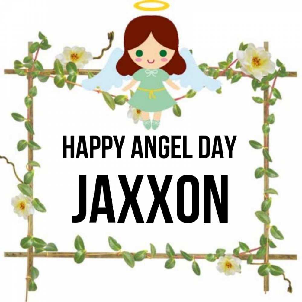 Greetings card с именем, Jaxxon happy angel day Ангел с нимбом Greetings with text for free download 