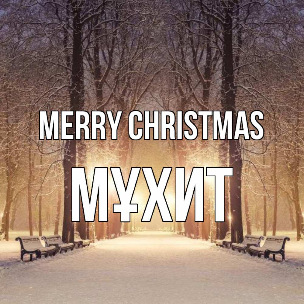 Greetings card с именем, МҰХИТ Merry Christmas зима, парк, фонарь, лес Greetings with text for free download 
