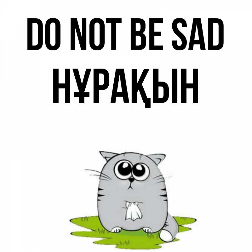 Greetings card с именем, НҰРАҚЫН Do not be sad грустный котяра Greetings with text for free download 