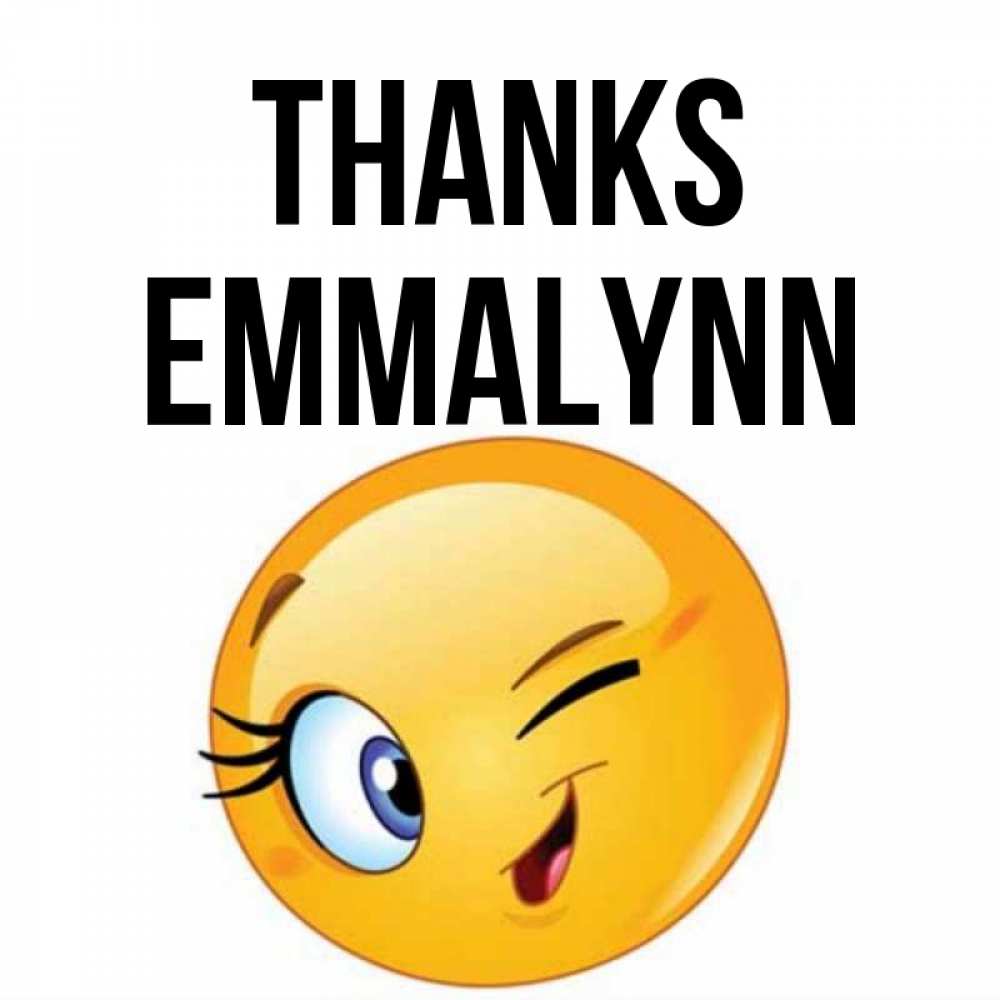 Greetings card с именем, Emmalynn Thanks открытка с подмигивающим смайлом Greetings with text for free download 