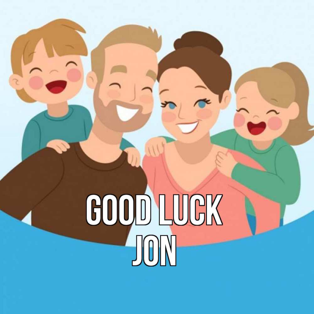Greetings card с именем, Jon Good luck везения тебе Greetings with text for free download 