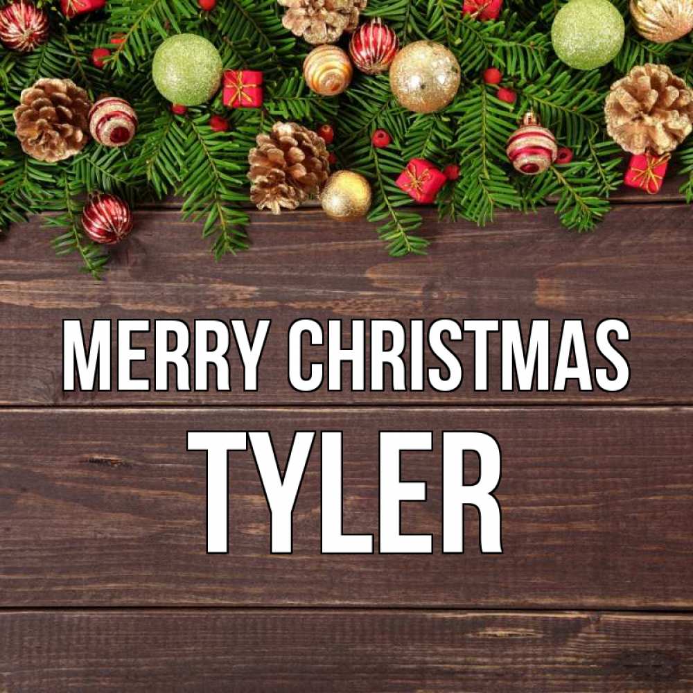 Greetings card с именем, Tyler Merry Christmas с рождеством Greetings with text for free download 