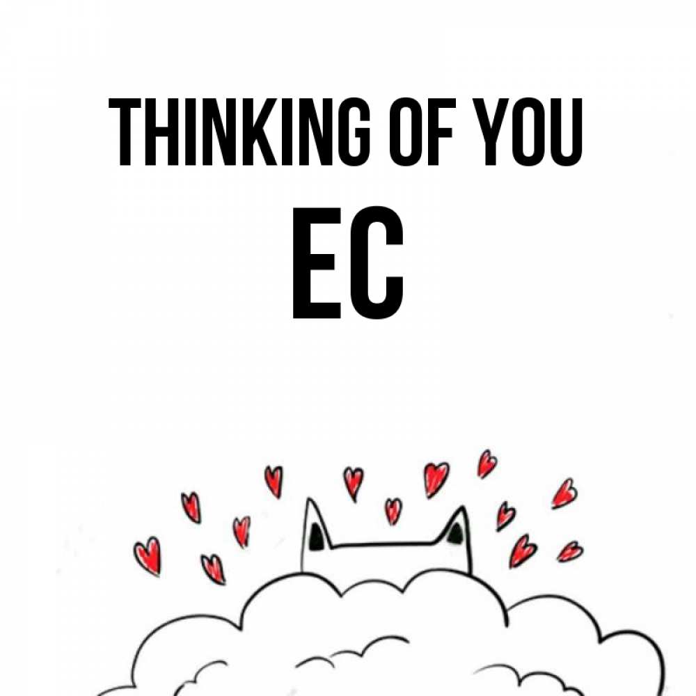 Greetings card с именем, Ес Thinking of you кот за облаком Greetings with text for free download 