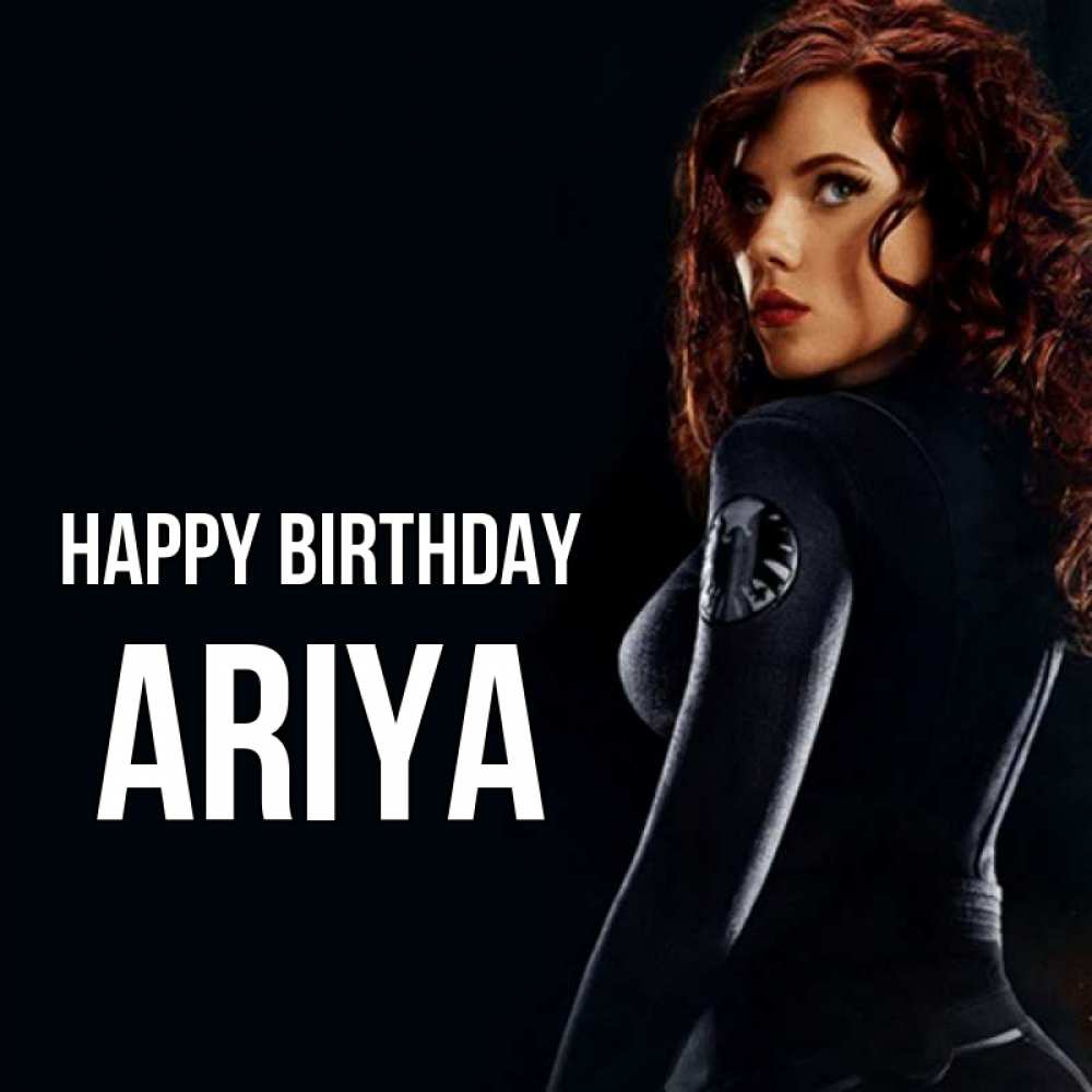 Greetings card с именем, Ariya Happy Birthday Марвел черная вдова Greetings with text for free download 