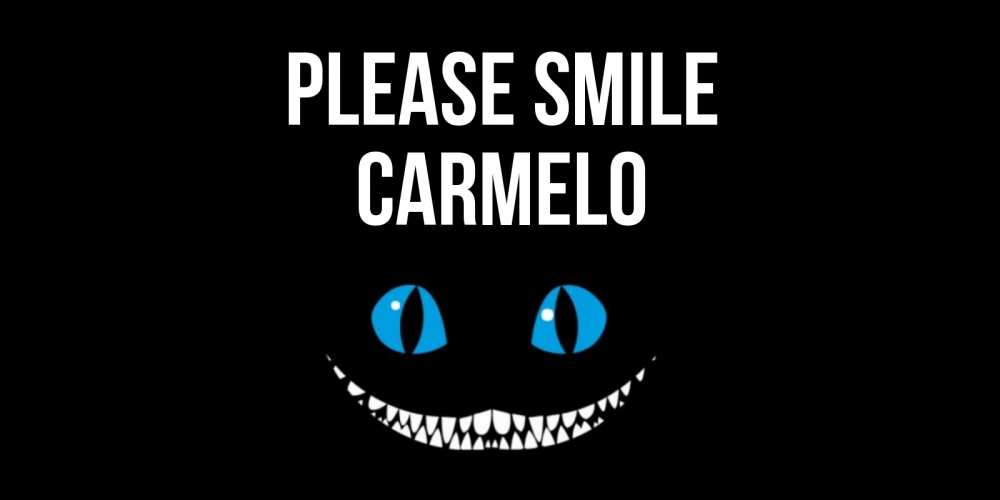 Greetings card с именем, Carmelo Please smile кот улыбается Greetings with text for free download 