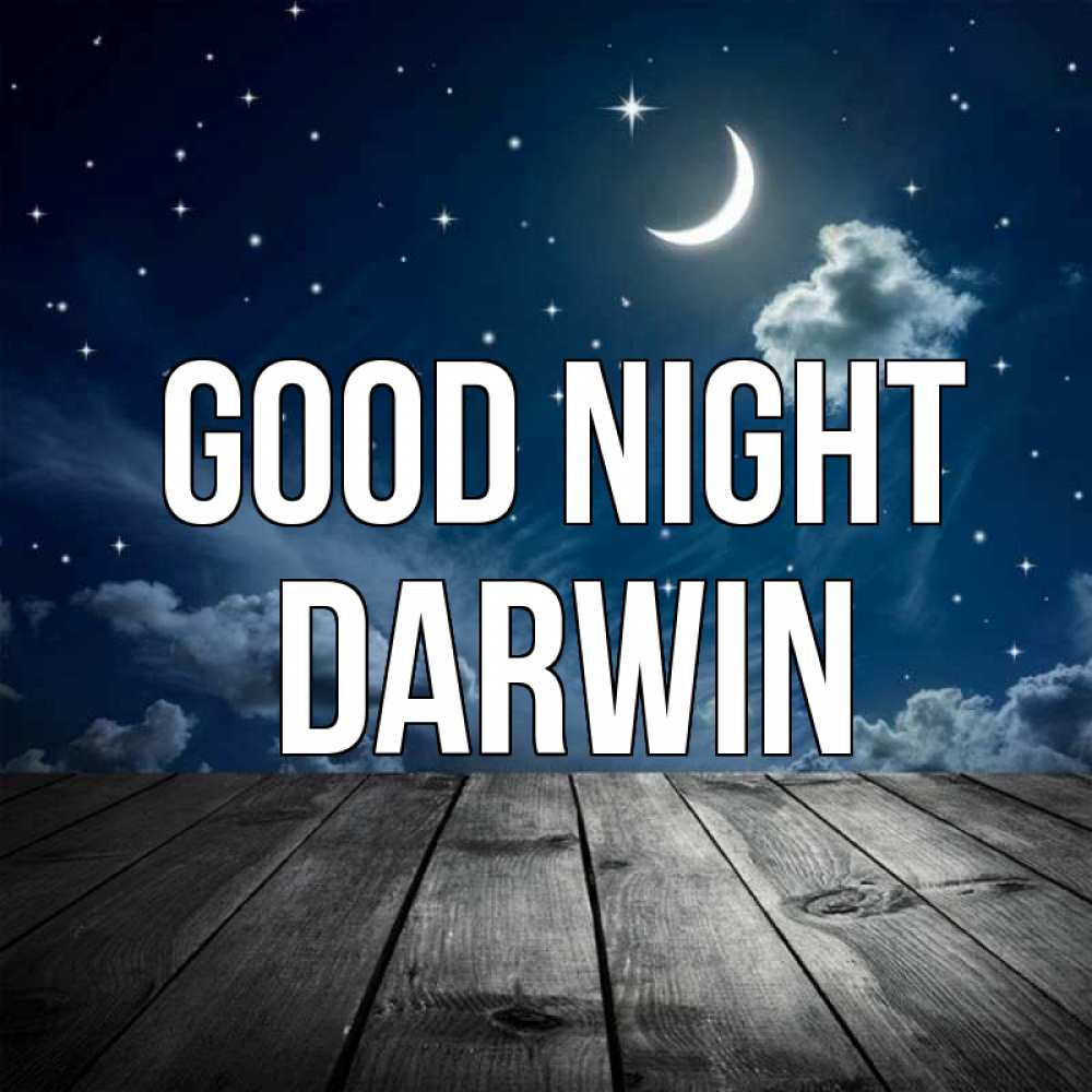 Greetings card с именем, Darwin Good night месяц и звезда Greetings with text for free download 