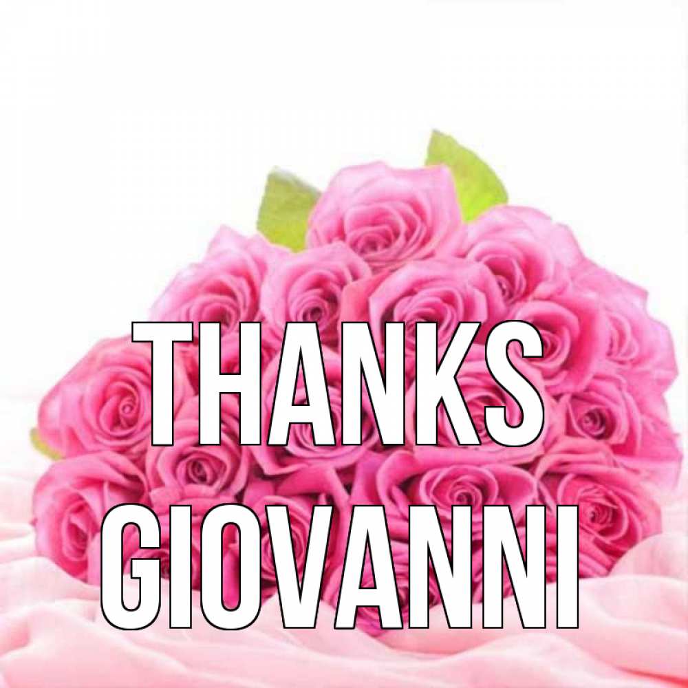 Greetings card с именем, Giovanni Thanks розовые розы с подписью Greetings with text for free download 