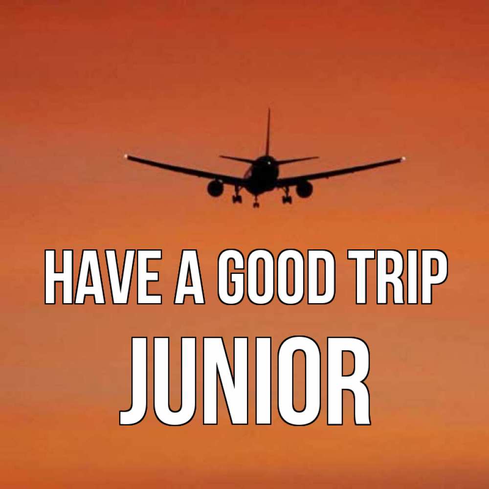 Greetings card с именем, Junior Have a good trip силуэт самолета Greetings with text for free download 