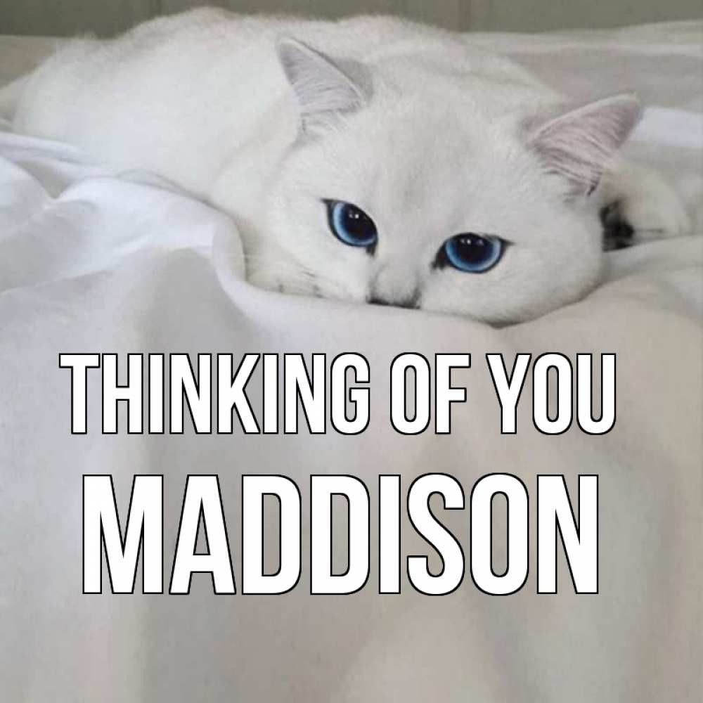Greetings card с именем, Maddison Thinking of you я очень по тебе скучаю и тоскую Greetings with text for free download 