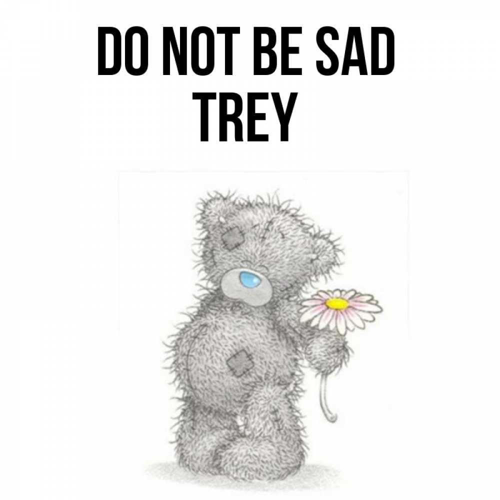 Greetings card с именем, Trey Do not be sad Плюшевый медвежонок с заплатками Greetings with text for free download 