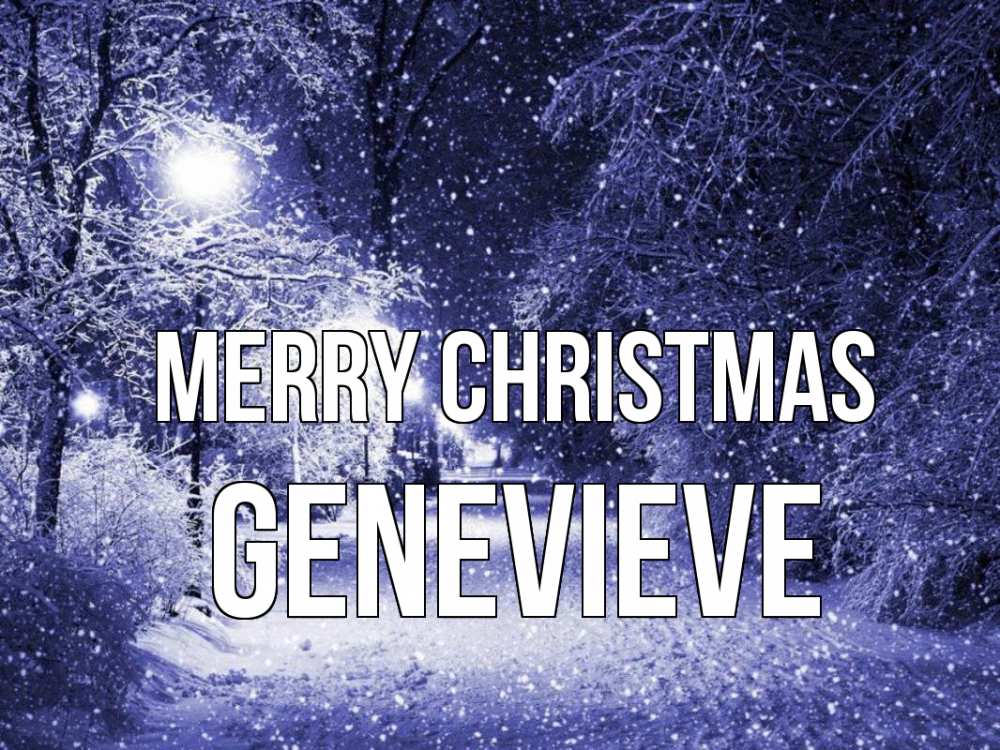 Greetings card с именем, Genevieve Merry Christmas зима, снег, фонарь Greetings with text for free download 