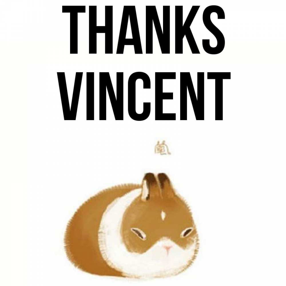Greetings card с именем, Vincent Thanks коричнево белый домашний питомец Greetings with text for free download 