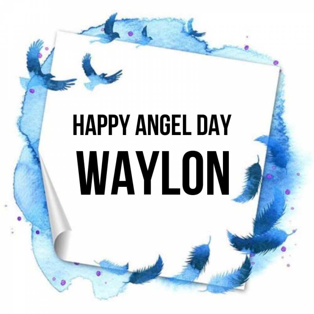 Greetings card с именем, Waylon happy angel day красивые птицы летят Greetings with text for free download 
