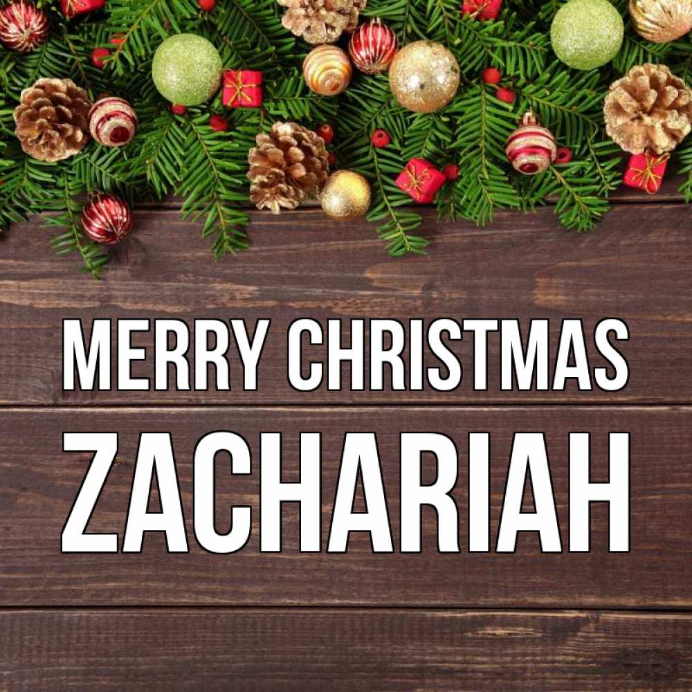 Greetings card с именем, Zachariah Merry Christmas с рождеством Greetings with text for free download 
