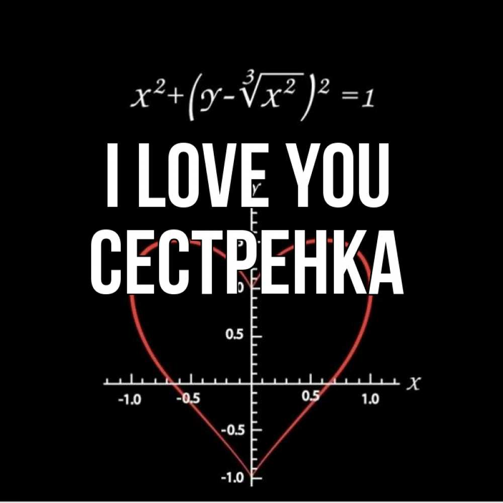 Greetings card с именем, Сестренка I love you сердечная формула Greetings with text for free download 