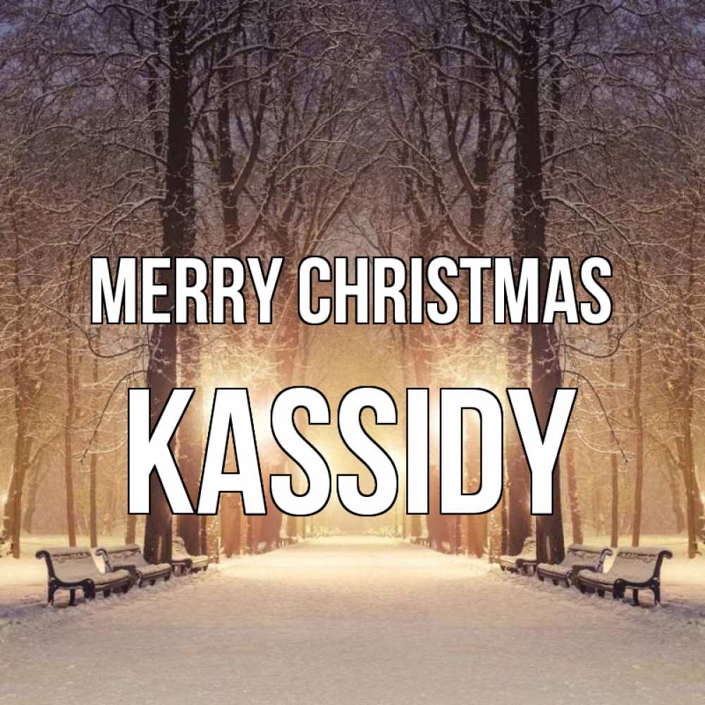 Greetings card с именем, Kassidy Merry Christmas зима, парк, фонарь, лес Greetings with text for free download 