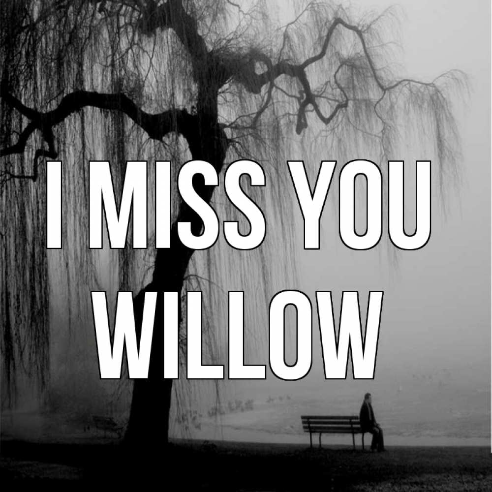 Greetings card с именем, Willow I miss you лавочка под деревом я жду тебя Greetings with text for free download 