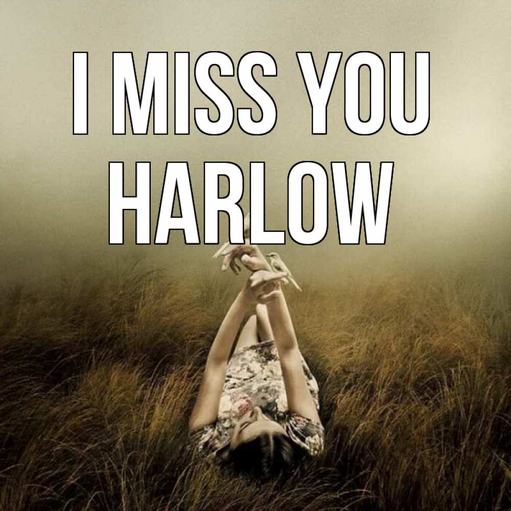 Greetings card с именем, Harlow I miss you девушка с голубями Greetings with text for free download 