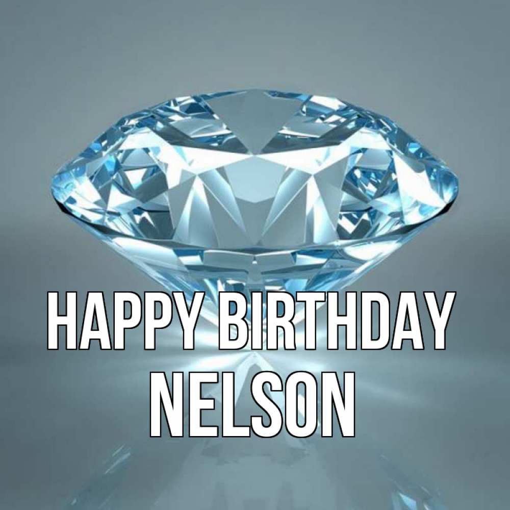 Greetings card с именем, Nelson Happy Birthday с бриллиантом голубого цвета Greetings with text for free download 