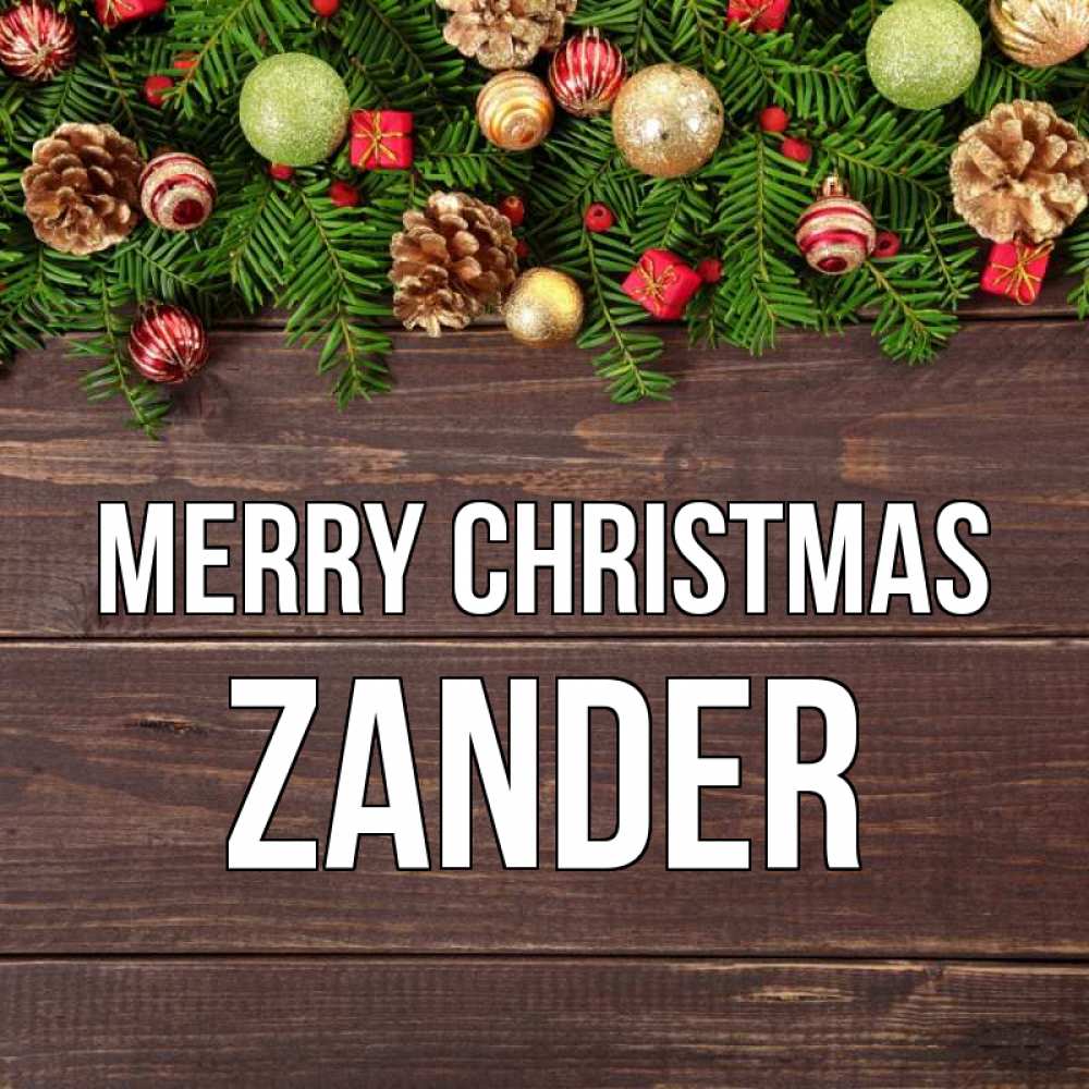 Greetings card с именем, Zander Merry Christmas с рождеством Greetings with text for free download 