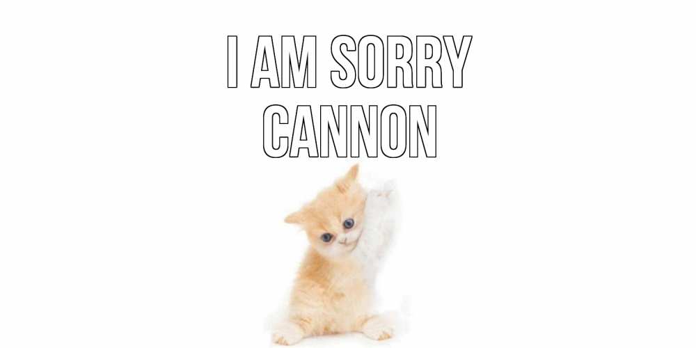 Greetings card с именем, Cannon I am sorry кот Greetings with text for free download 
