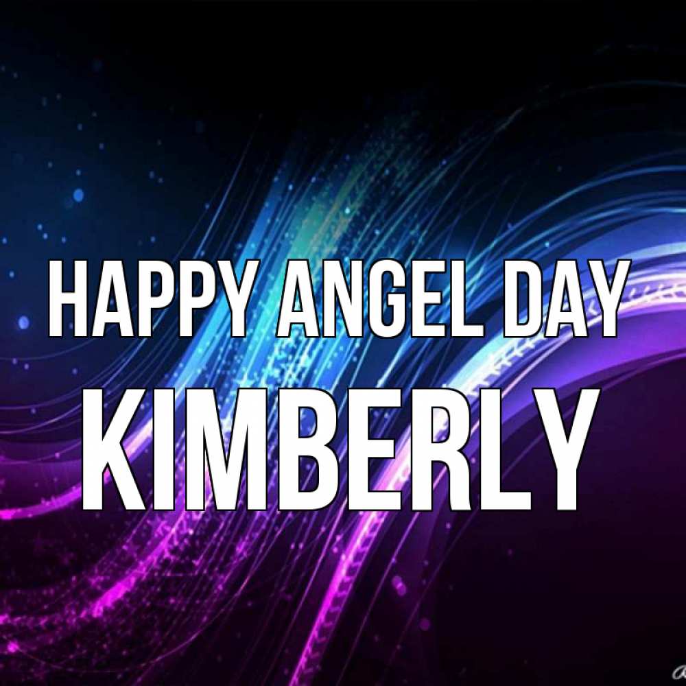 Greetings card с именем, Kimberly happy angel day фиолетовый фон Greetings with text for free download 